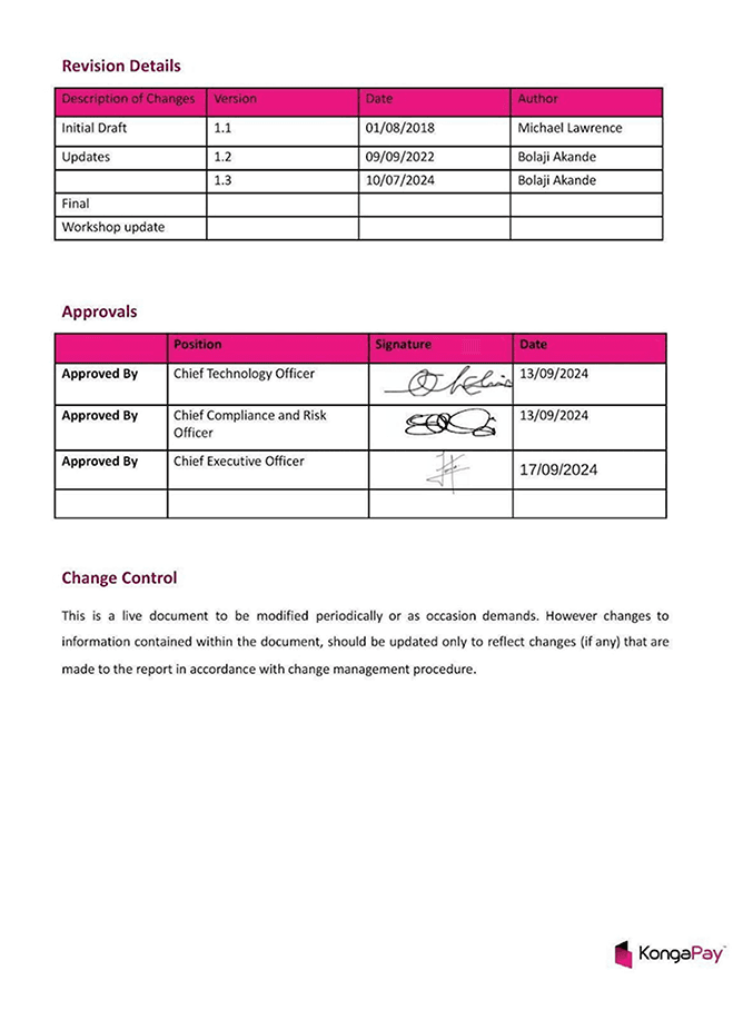 KongaPay Integrated Management System Policy